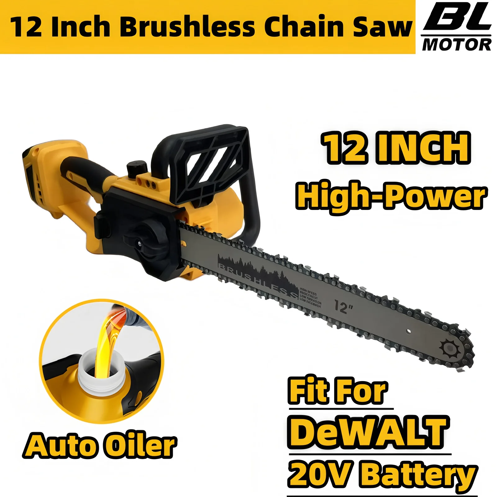 

Для DeWALT 20 В аккумулятор 12 дюймов бесщеточная цепная пила автоматическая масленка мощная аккумуляторная электрическая бензопила электроинструменты для резки древесины