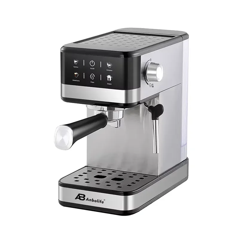 Anbolife Bean to Cup Coffee Portable Semi-Automatic Espresso Coffee 20 Bar Pressure Housing Milk Frother SS Bean Box