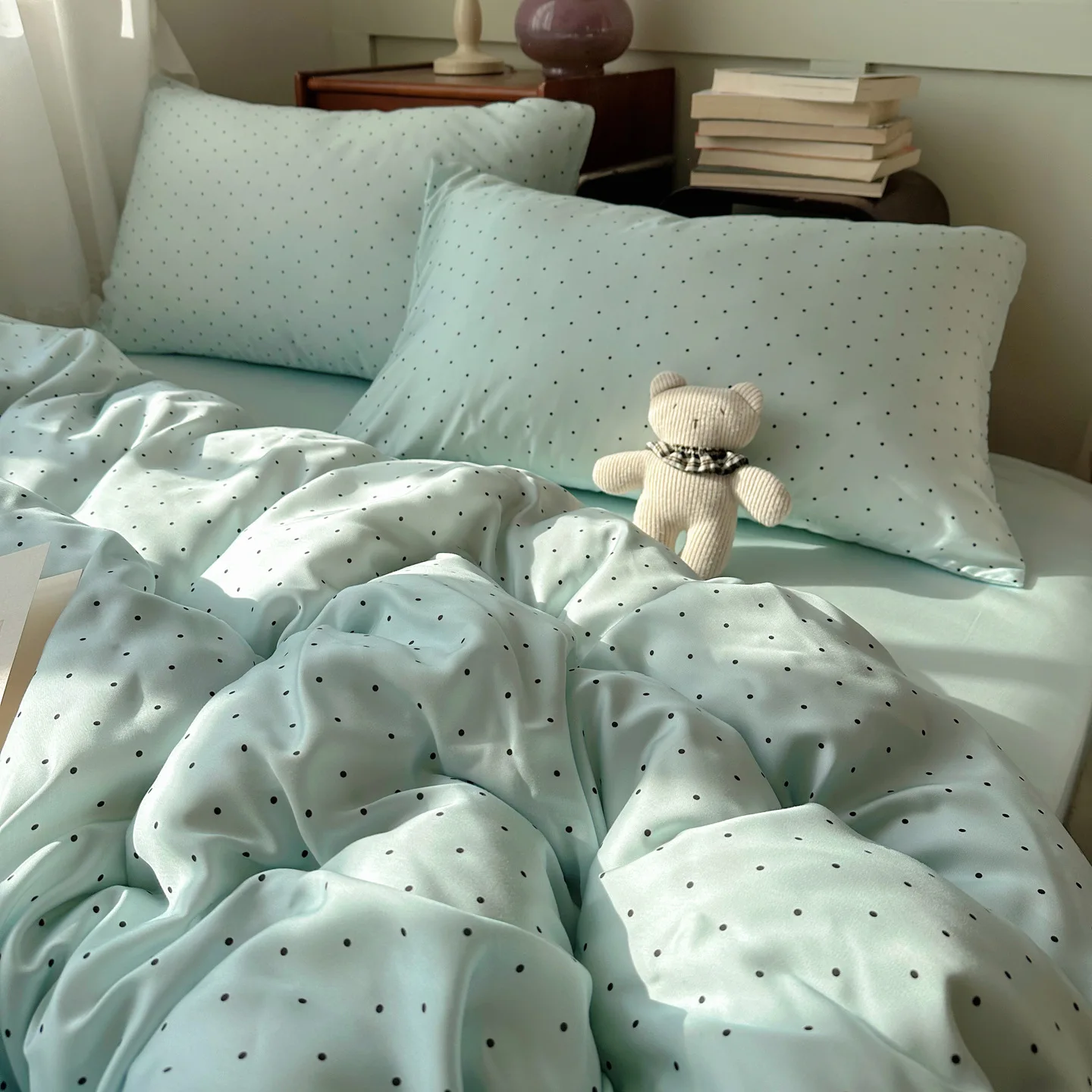 Summer New Washed Ice Silk 4-Piece Set Single Quilt Cover Summer Naked Sleeping Silky Smooth Cool Student Dormitory