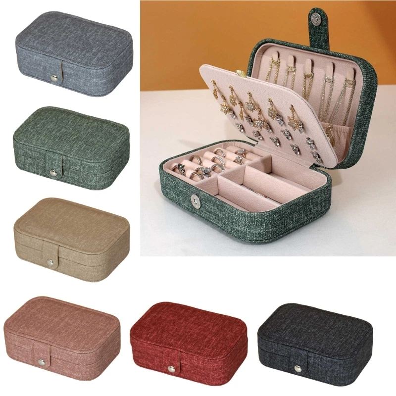 

Portable Travel Mini Jewelry Box Women Men Durable PU Leather Jewelry Organizer Display Storage Bag for Rings Earrings Necklace