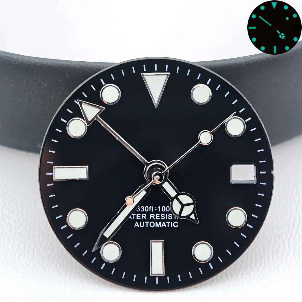 قرص NH35 مقاس 28.5 ملم لتعديل ساعة تقويمية واحدة بتوقيت جرينتش متوافق مع حركة NH34/NH35 شعار قابل للتخصيص يد ساعة GMT