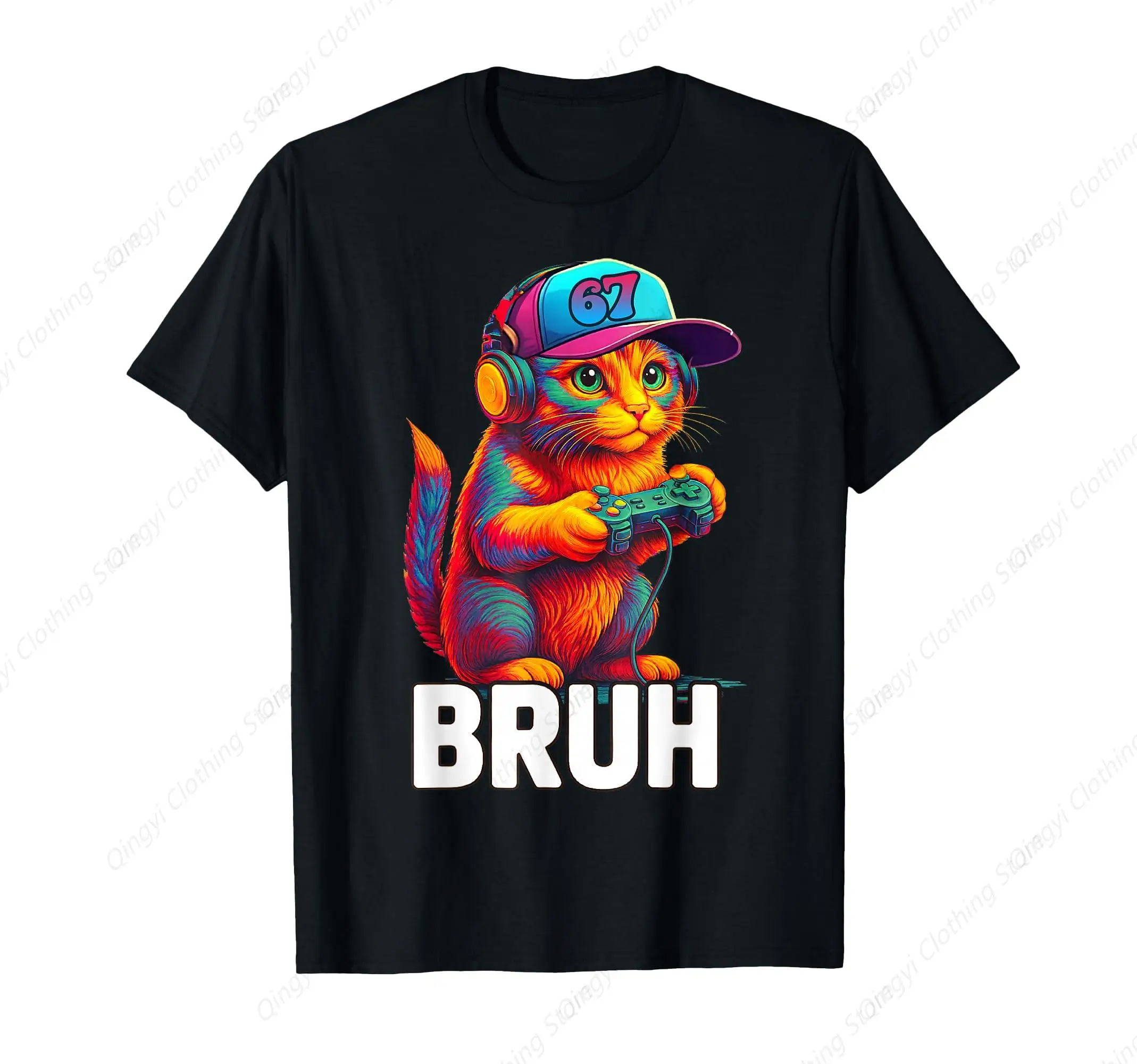 

67 Bruh Cat Gamer Gaming Video Games Gen Slang T-Shirt