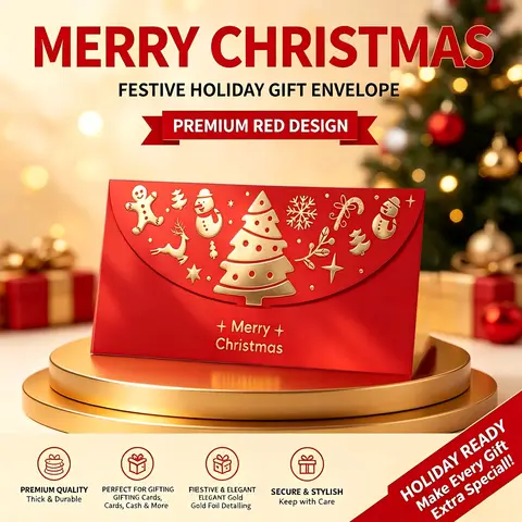 8/15pcs Gift Envelopes for Cash,Christmas Cash Currency Envelopes Cash Holder,Golden Foil Money Envelopes Money Holder