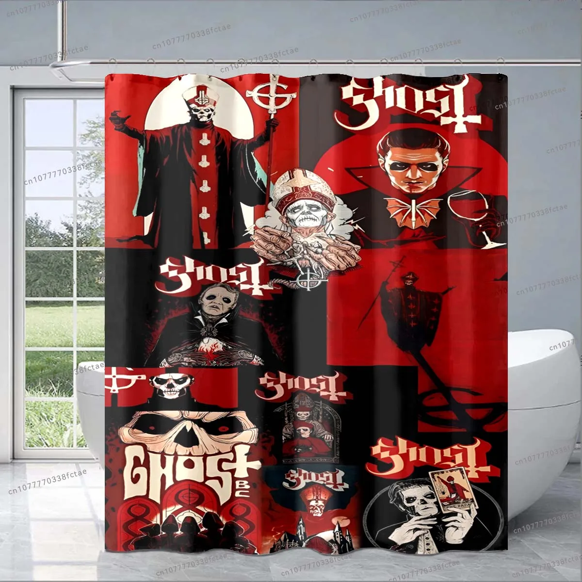 Ghost Band Shower Curtain Rock Band Collage Collage Pattern Shower Curtain Adult Kid's Bathroom Decoration Shower Curtain Gift