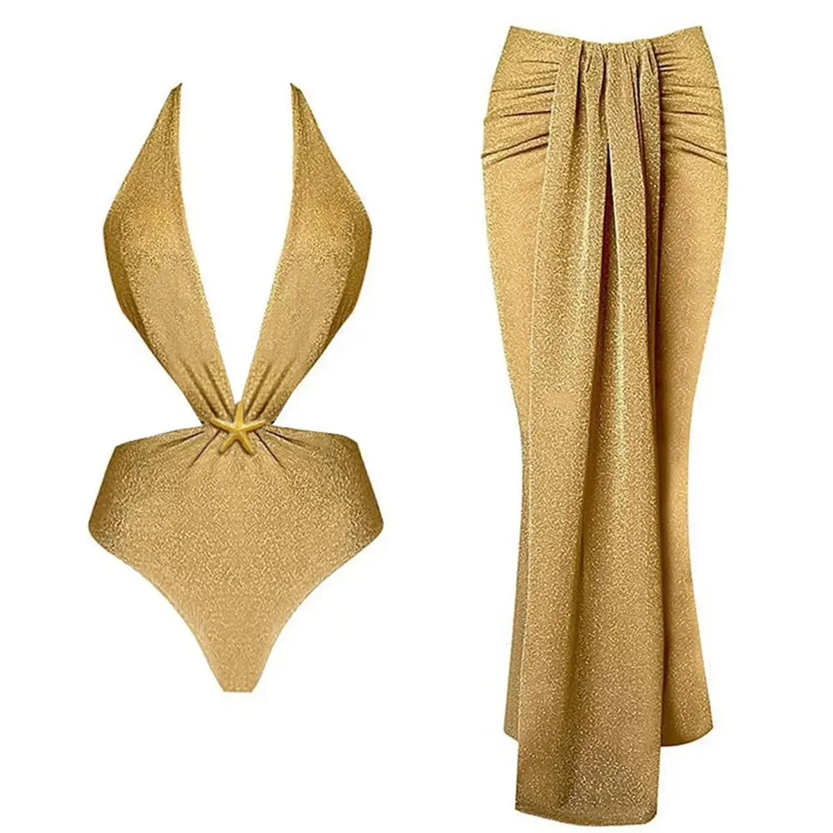 2025 新しいセクシーなカットアウトワンピース水着とスカート水着女性メタル 3D 花ボディスーツモノキニ水着ビーチウェア