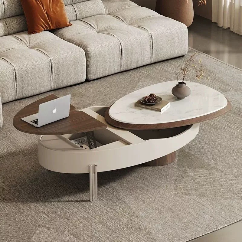 Luksusowy minimalistyczny stolik kawowy w stylu nordyckim, wielofunkcyjny zestaw ozdobny, estetyczny włoski mebel do salonu.