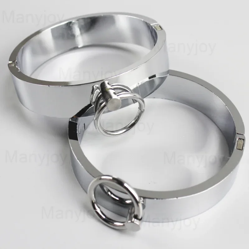 Stainless Steel Slave Handcuffs Restraint Rings Wrist Lock Ankle Cuffs Restraints Legcuffs Erotic Slave Sex Furniture Adult Toys