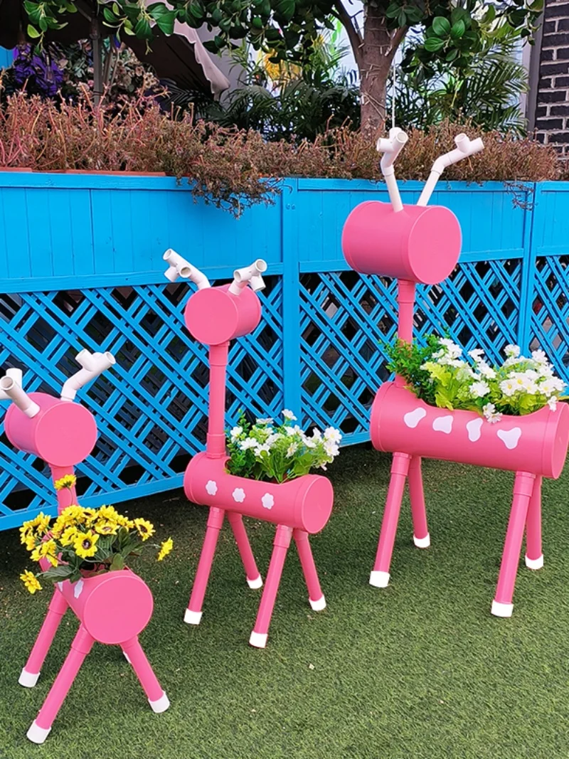 Cartoon Animal Sika Deer Family of Three Cute Decorative Decorative Flower Pots DIY Creative Meaty Flower Pots