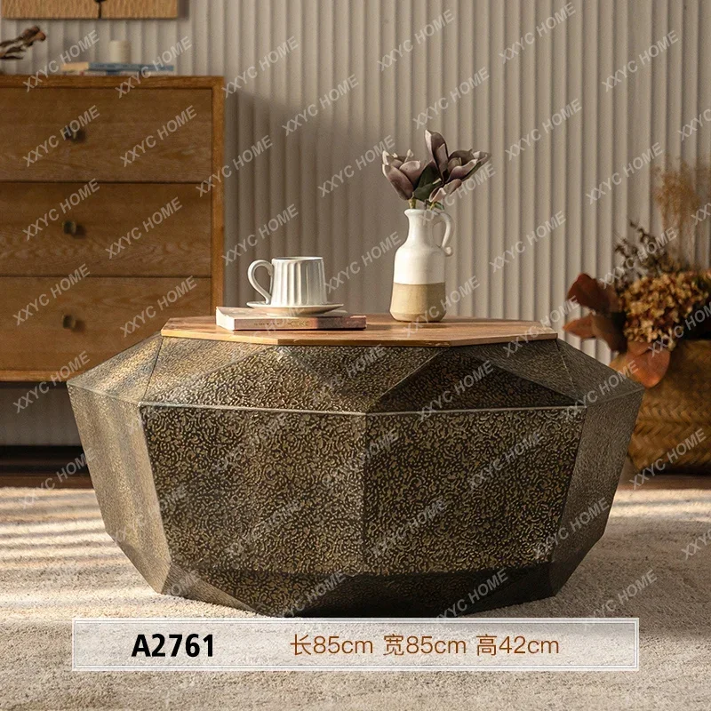 

L retro coffee table combination creative special-shaped living room wrought iron short pier light luxury high sense