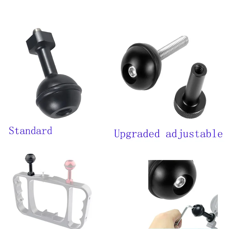 Bgning-parafuso de metal para câmera de ação, adaptador com cabeça de esfera ajustável de 1/4 polegadas para gopro 8, 7, 6, 5, 4, sjcam, akaso, ek7000, 4k