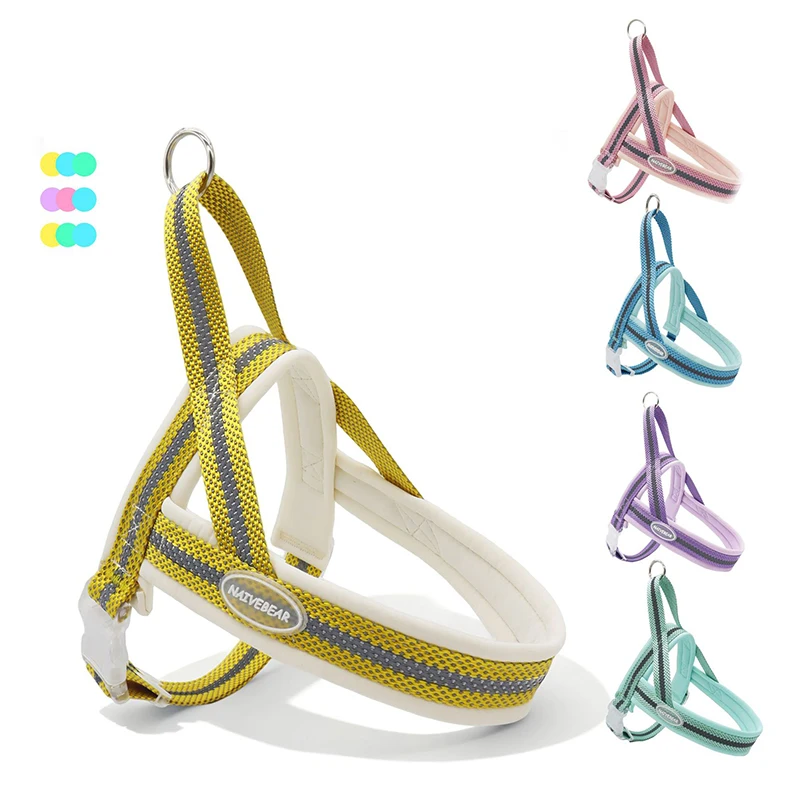 

Soft Padded No Pull Dog Harness Anti-lost Comfortable Adjustable Step-in Dog Chest Strap with Leash Luxury Pet Travel Essentials