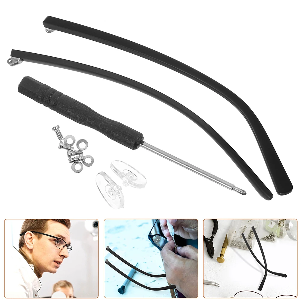 2 Pairs Eyeglass Legs Accessories Repair Kit Replacement Arms Metal Frame Parts Nose Pads Screw Kits Universal Fit Durable