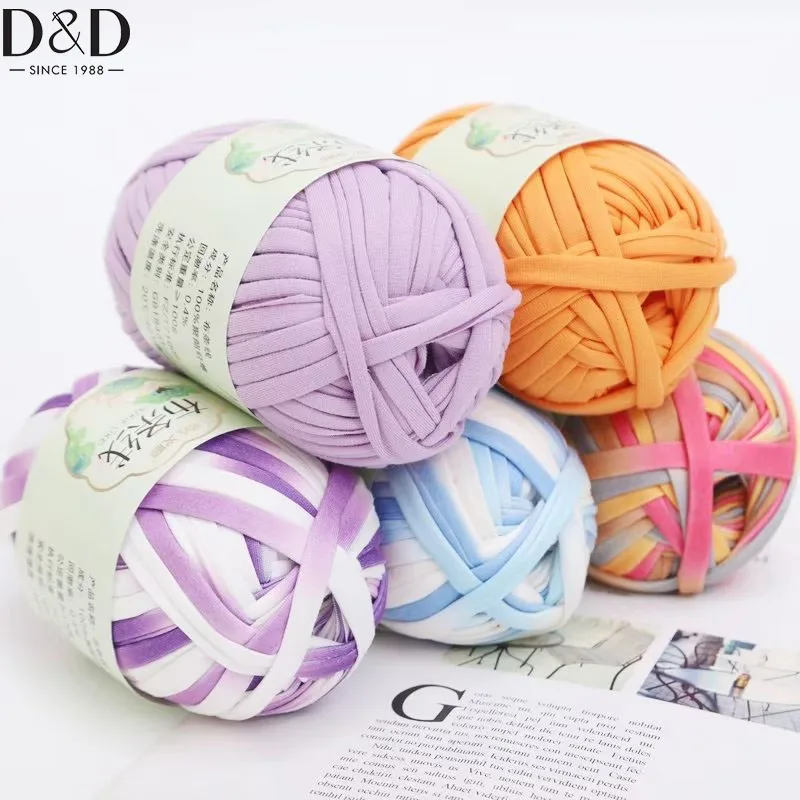 D&D 100g/Ball Fabric Cloth Yarn T-Shirt Yarn for Crochet Knitting Soild Color Yarn Hand DIY Art Basket Bag Projects