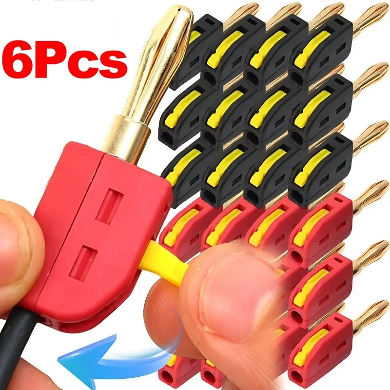 4mm Banana Plug Solder Free Quick Connect Self Locking Audio Plug Power Testing Connector For Testing Instrument Speaker Plug