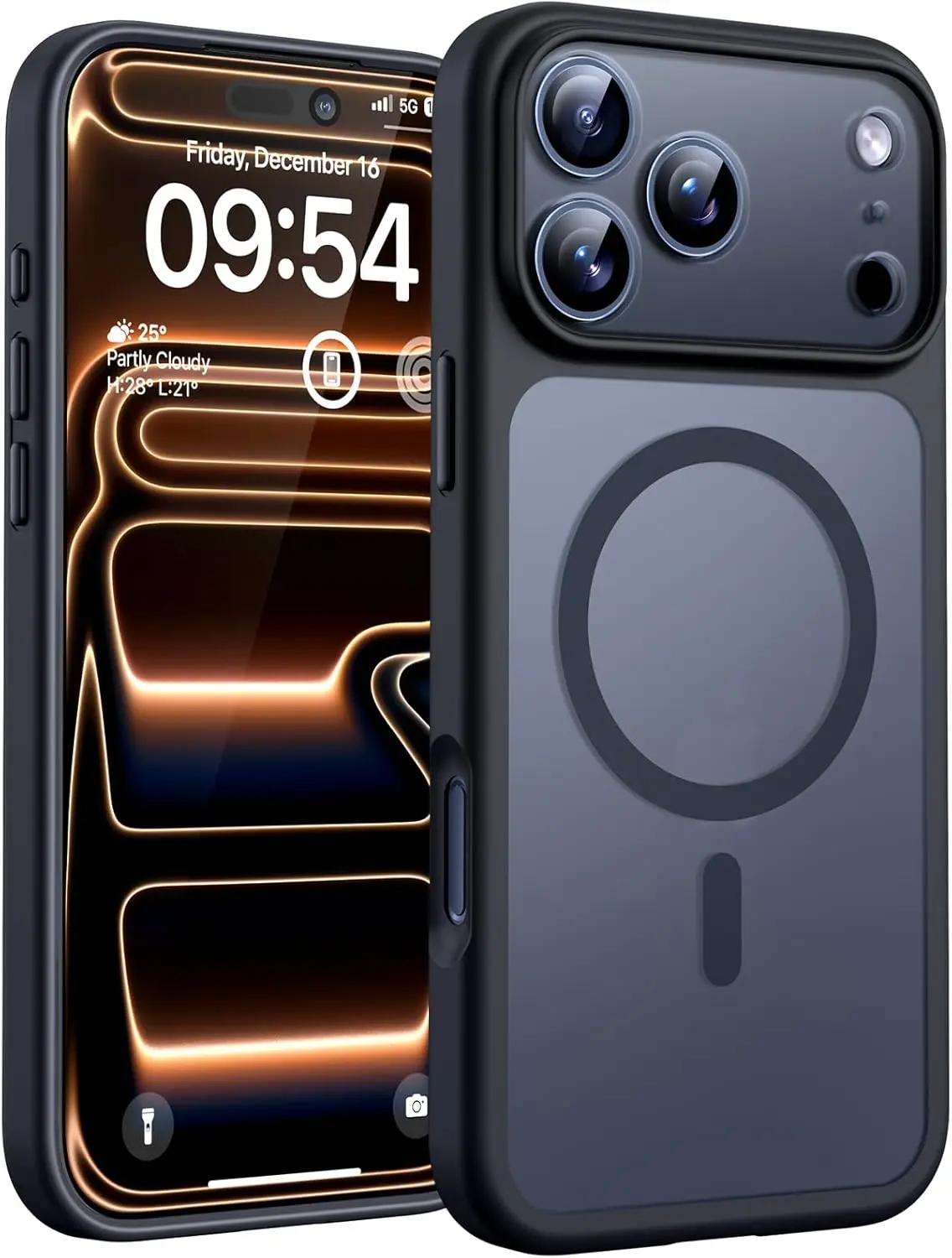 Magsafe المغناطيسي شحن لاسلكي فاخر بلون الحدود عدسة قوس ماتي جراب هاتف آيفون 17 برو ماكس الهواء الغطاء الخلفي