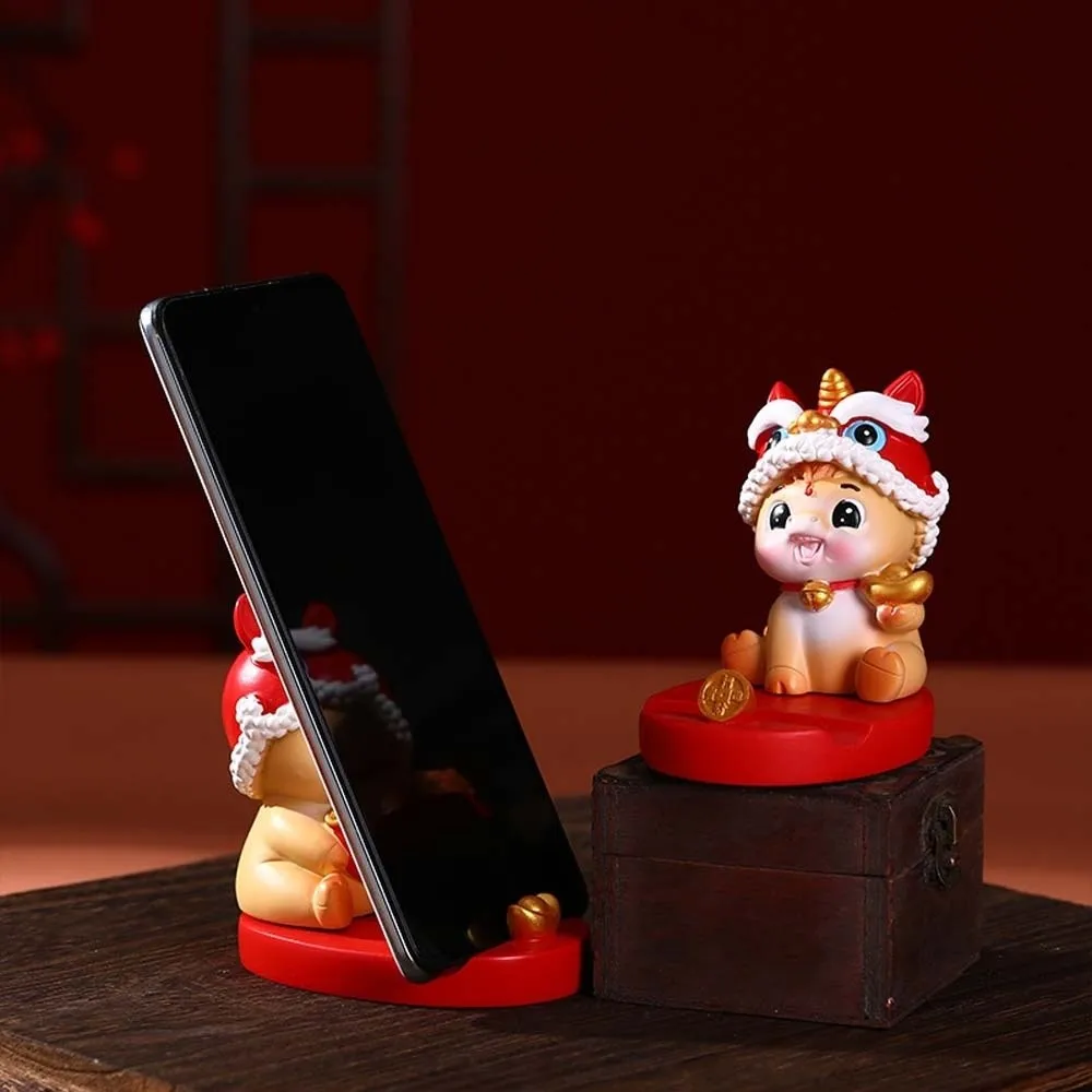 

Resin Crafts Lion Dance Ornaments Mascot Festival Decorative Horse Year Figurines Chinese Style Lifelike Mobile Phone Stand