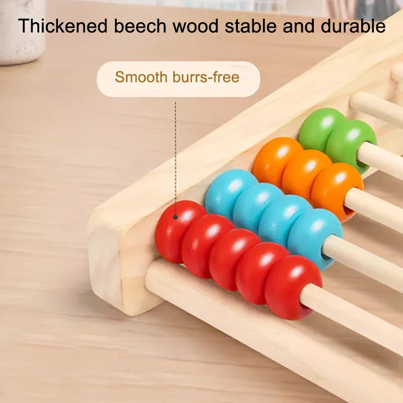 Wooden Counting Toy Abacus Montessori Education Math Toy Children Rainbow Counting Beads Addition Subtraction Operation Learning