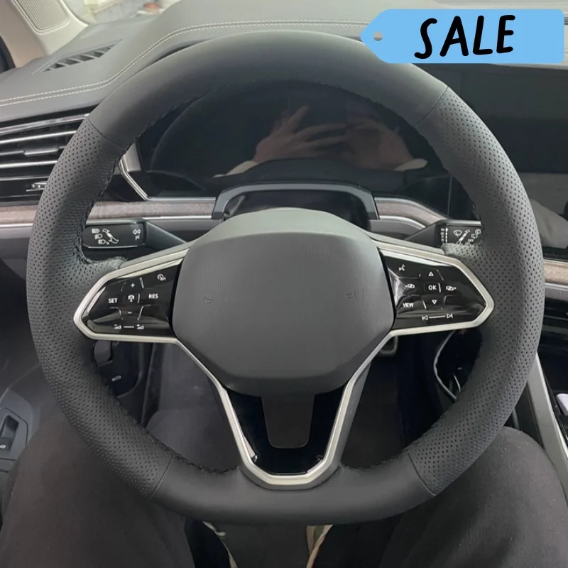 

DIY Hand-stitched Steering Wheel Cover Anti-slip Comfy For Volkswagen Passat Lavida Lamando Tavendor Talagon T-ROC Magotan id6 7