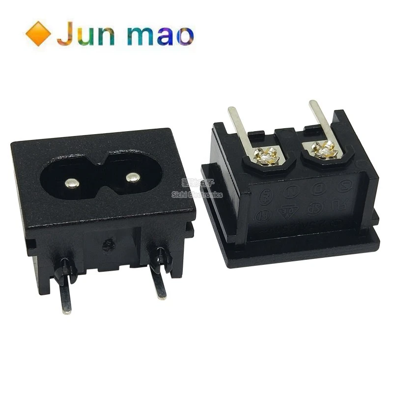 

2pcs Ac-018 power socket high quality 018 female seat 90 degree 8-shaped plum blossom pin 8-shaped interface black AC018