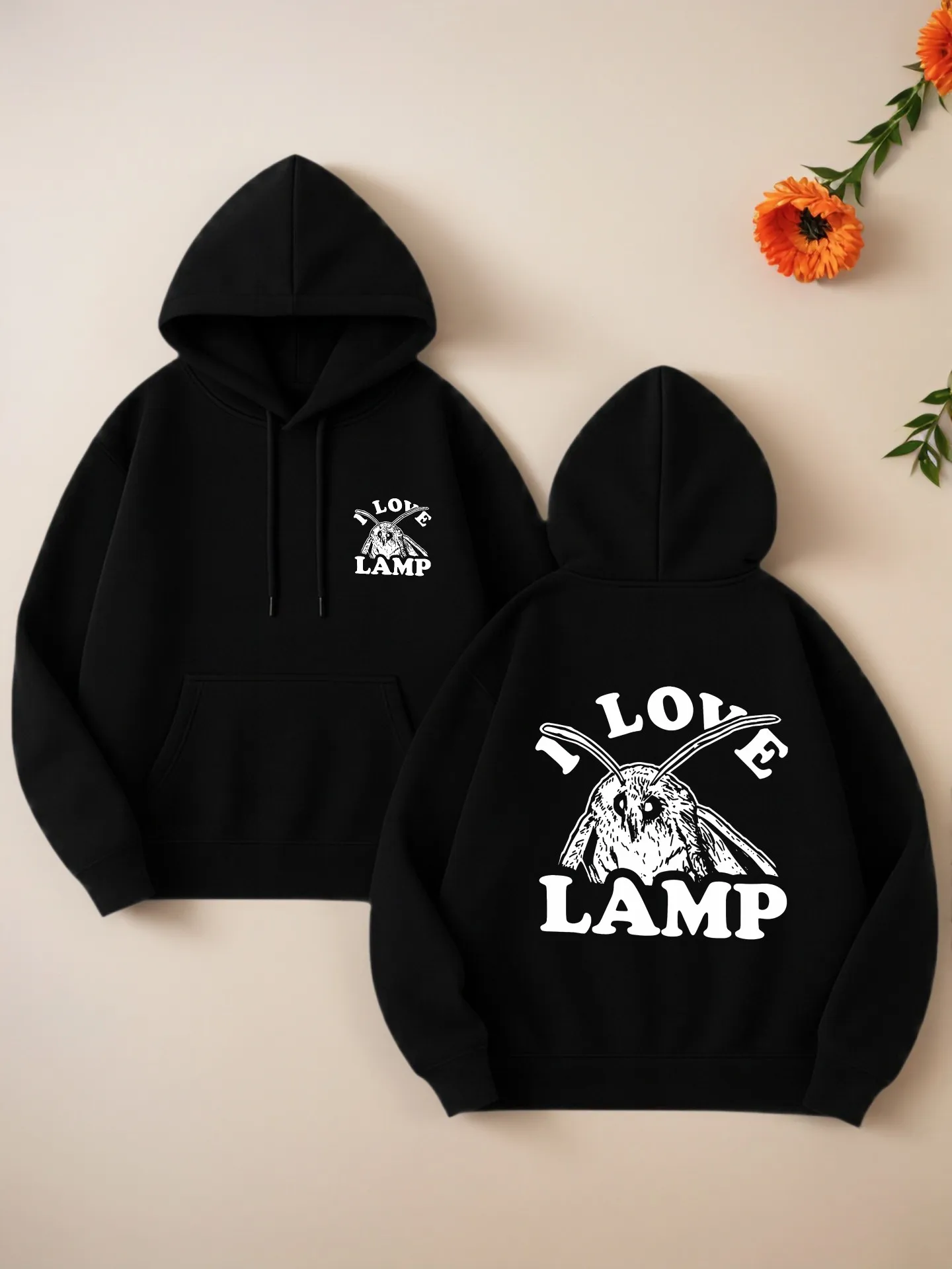

Graphic Hoodie Women, I Love Lamp Letter Print, Casual Aesthetic Design, Soft Fabric, Casual Everyday Wear, For Young Men