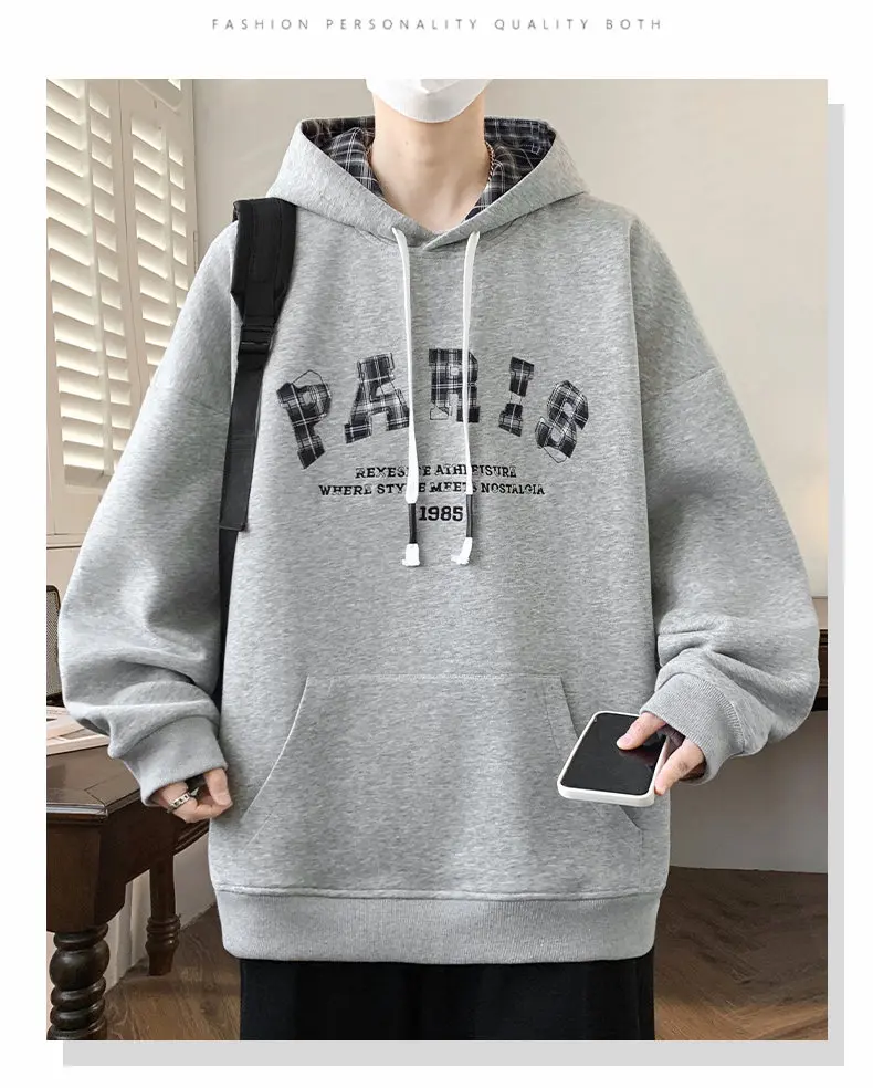 Modische Herren Casual Baumwoll-Hoodies Frühling Herbst Sport Outdoor Kapuzenpullover Streetwear Pullover Jugend Top Hoody Kleidung – Detail 12