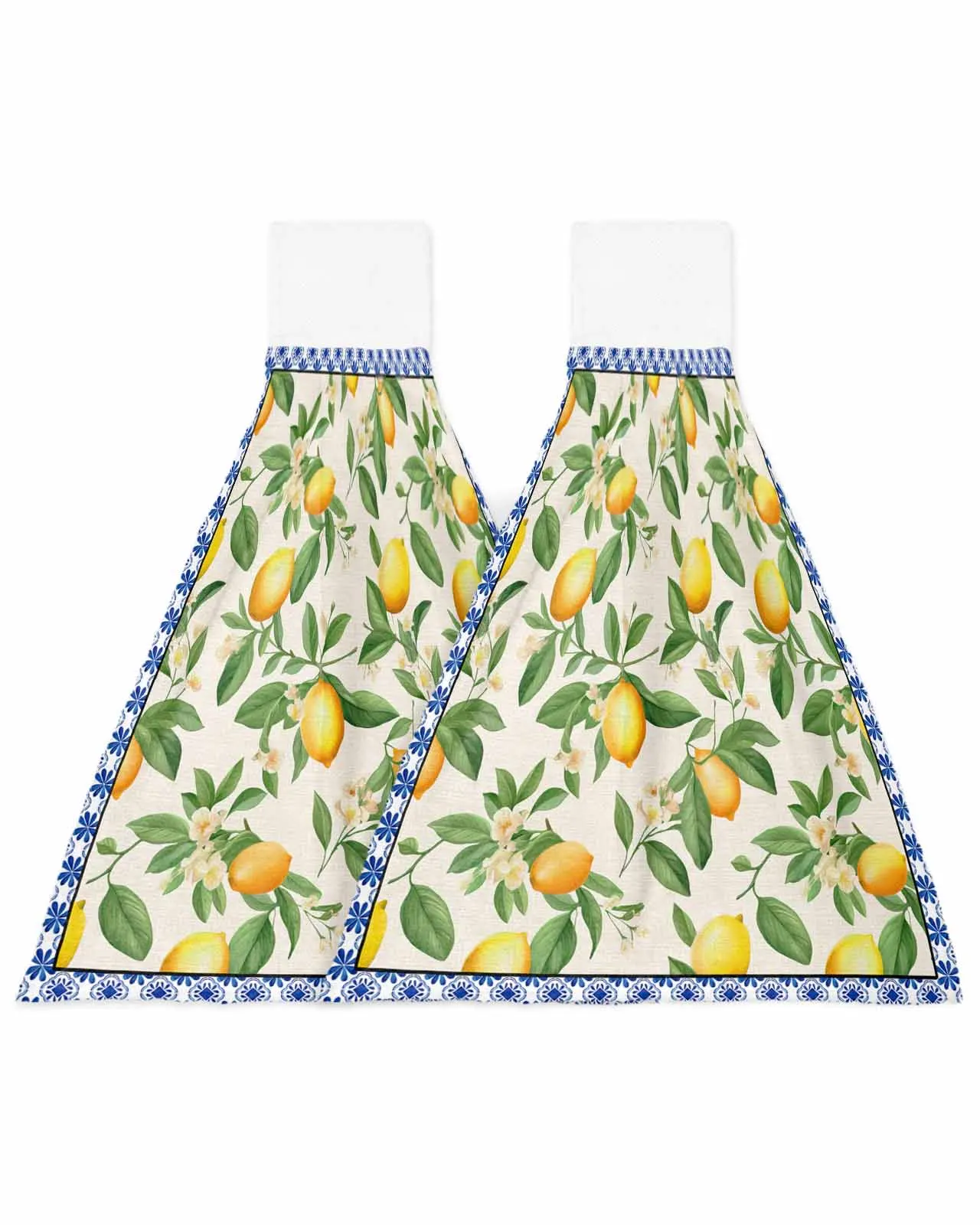 Lemon Leaves Flowers Wipe Hand Towel Absorbent Hanging Towels Home Kitchen Wipe Dishcloths Bathroom Bath Wipe