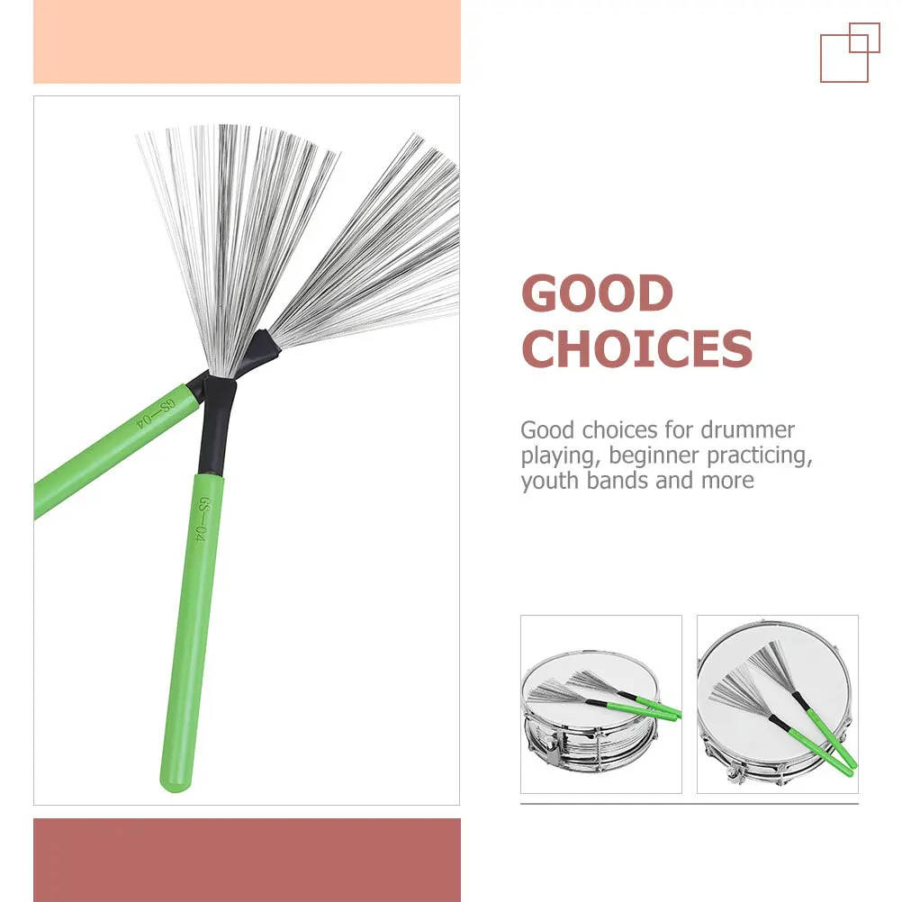 

2Pcs Drum Brush Ergonomic Wooden Handle Drum Wire Brush for Professional Drumming Practice Smooth Natural Sound Output