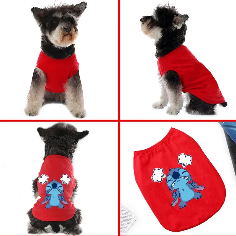 Disney Stitch Summer Pet Dogs Clothes Cute Cotton Dogs Vest Breathable Puppy For Small Medium Dogs Clothng Chihuahua Perro Pug