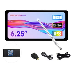 Waveshare 6.25inch Capacitive Touch Display, 720×1560, Optical Bonding Toughened Glass Panel, HDMI, IPS, for Raspberry Pi