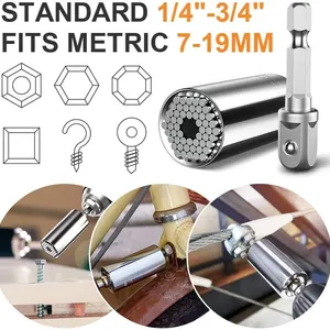 Çok fonksiyonlu 7 ve 19mm Sihirli Soket, Çok Amaçlı Anahtarı uzatma çubuğu-Elektrikli El matkabı Vida Aracı Seti 8 en çok satan entalhadeira elektrikli ahşap numarası 2