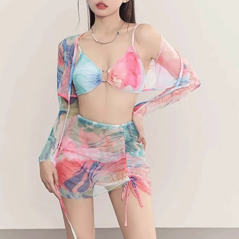 2023 Summer Women's Sexy Swimming Suit With Shorts Korean Elegant Appear Thin Swimwear Contrast Beach Bathing Suit Bath Clothing