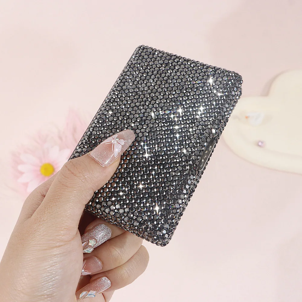 Personalized black credit card box Artificial diamond ultra-thin portable bank card holder card storage box