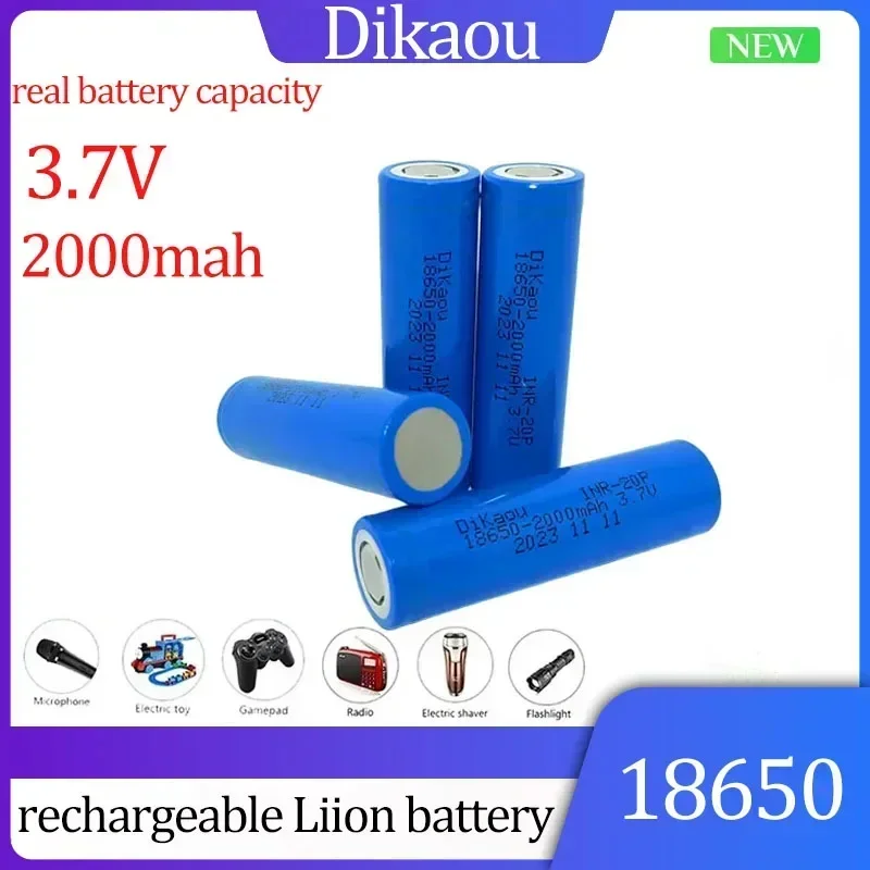 100% Brand New True Capacity 3.7V 2000mAh 18650 Rechargeable Lithium-ion Battery Suitable for Bright Flashlight Electronic Toys