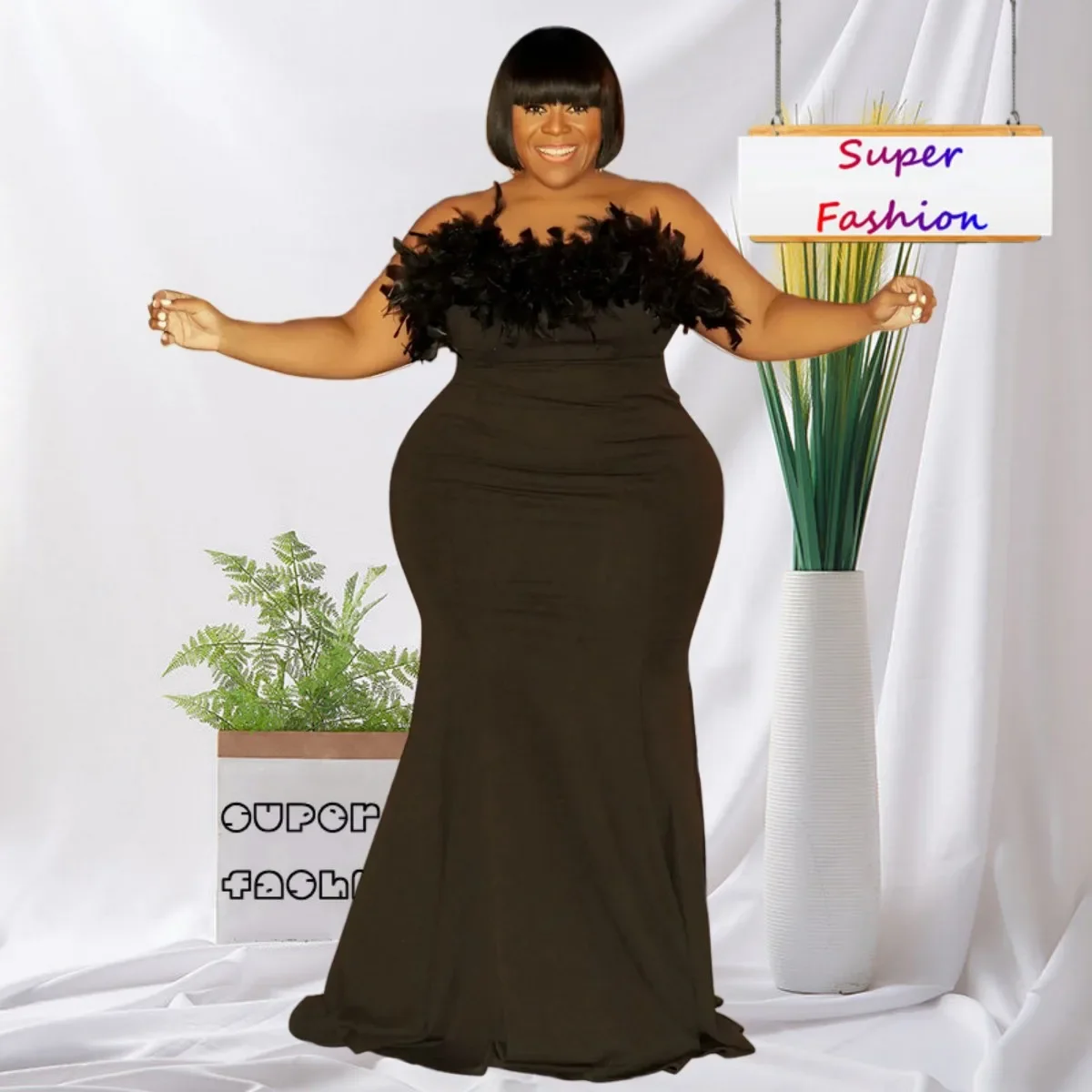 

WSFEC Plus Size Women's Summer Elegant Strapless Patchwork Evening Gown Maxi Dress L-4XL Wholesale Dropshipping 2025