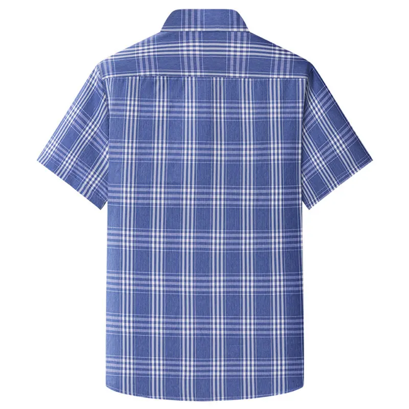 100% cotton 6XL short-sleeved men\'s shirt with pocket summer thin plaid business casual high quality free wear breathable