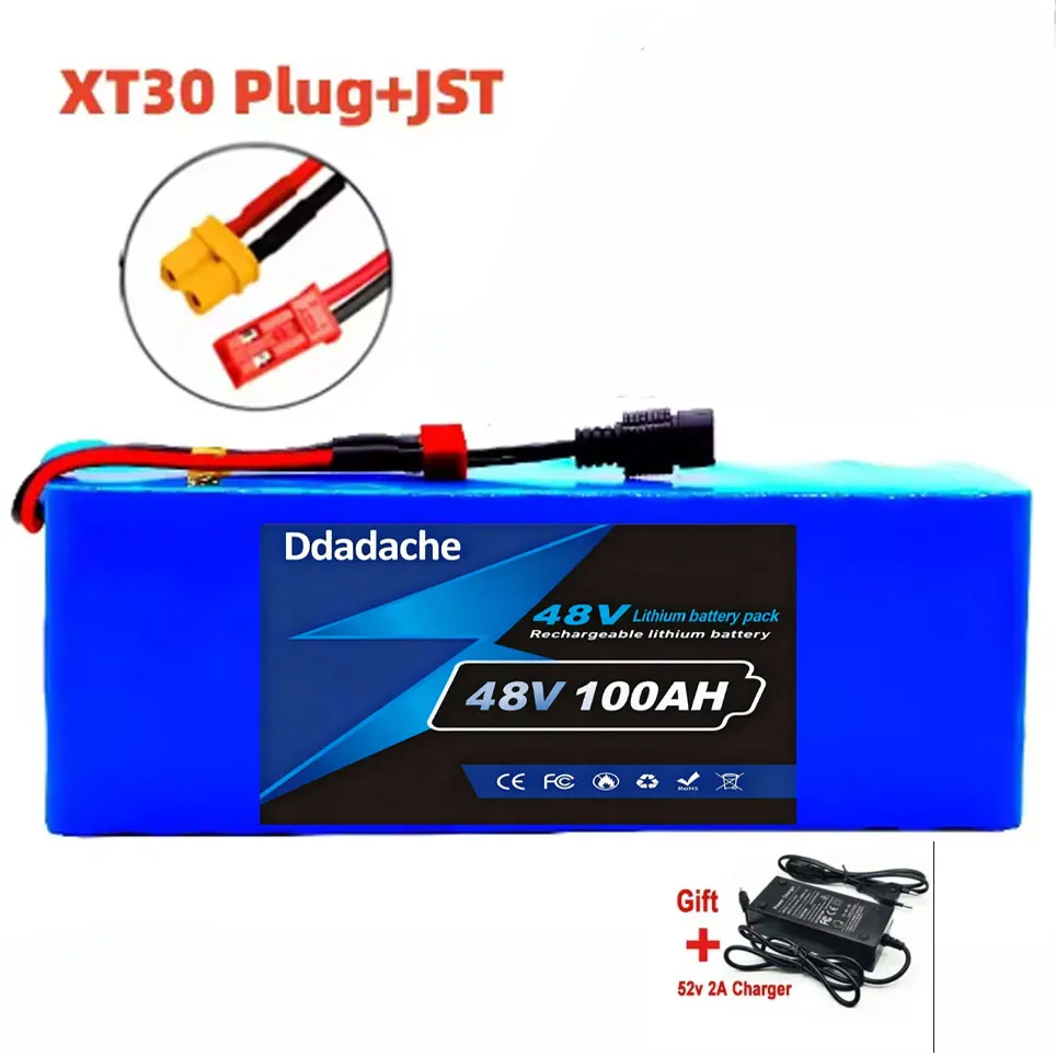 48V 100Ah Lithium-ion 13S3P Batterijpakket 100000mAh met 250W 350W 500W 750W 1000W BMS voor 54.6V E-bike Elektrische Fiets Scooter
