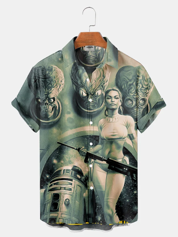 Men's Fashion Trend Hawaiian Short Sleeved Shirt 3D Digital Printed Shirt