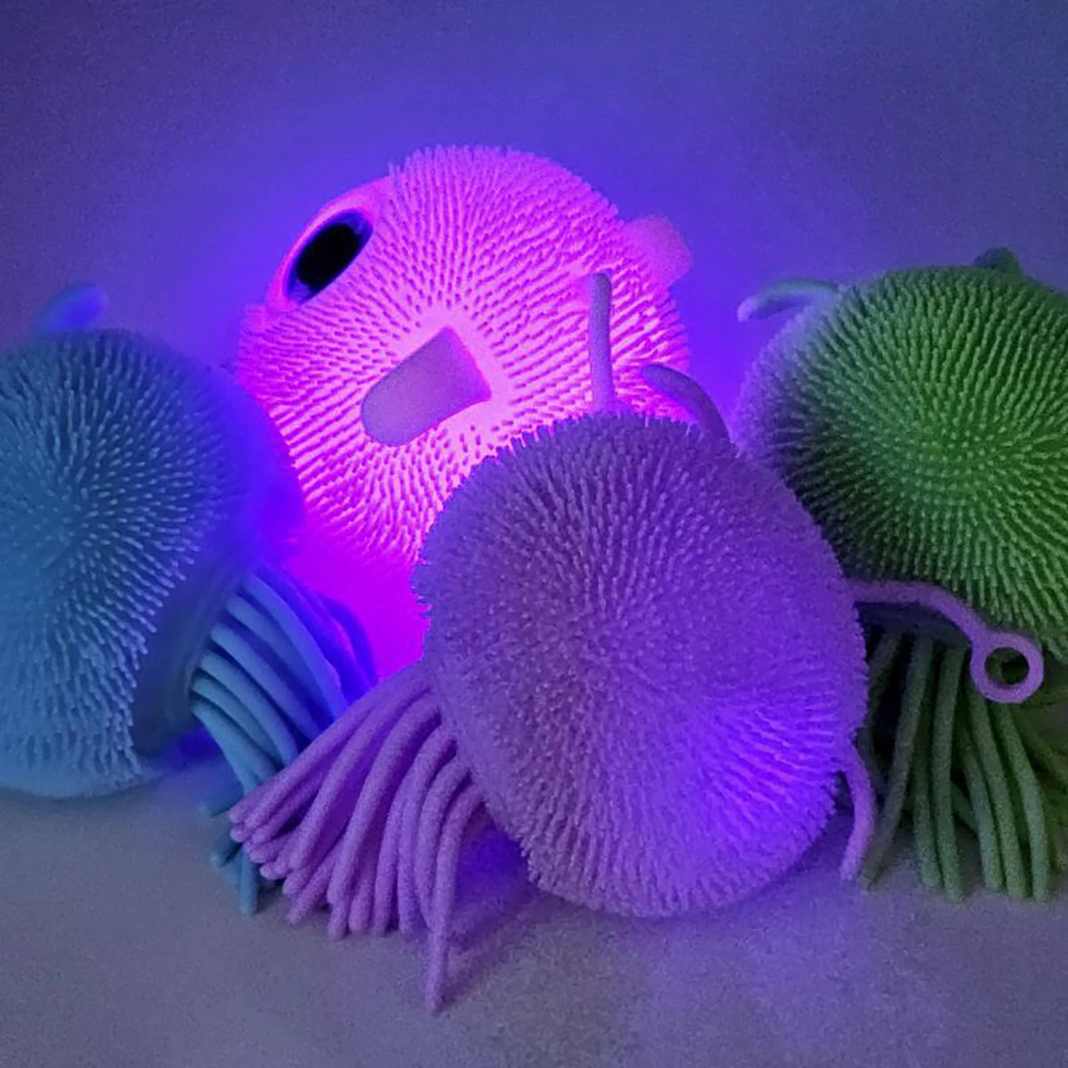 TPR Pinching and Relaxing Toy Big Eyes Jellyfish Flash Band Electronic Toy Ventilatory Artifact