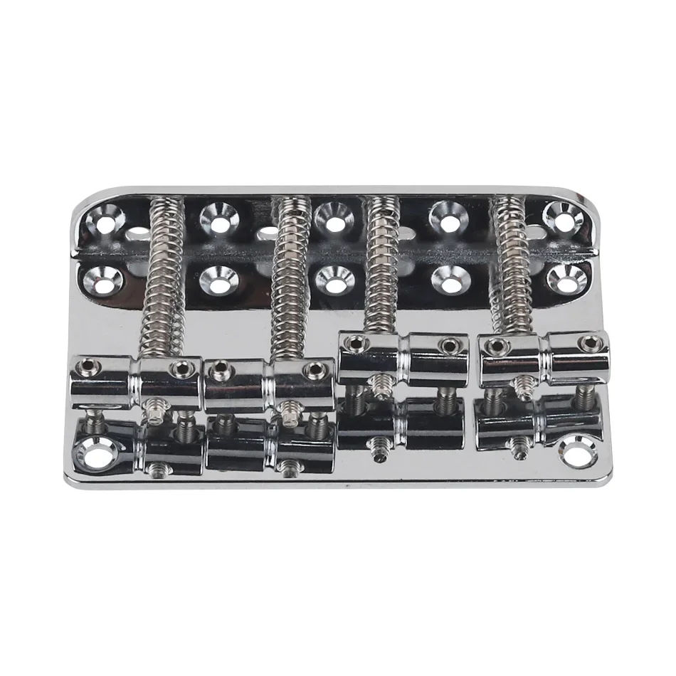 Gearlly 4 String Bass Bridge Hard Tail Fixed Top Load Bridge Compatible with Jazz Bass Precision Bass Guitar Chrome Accessories