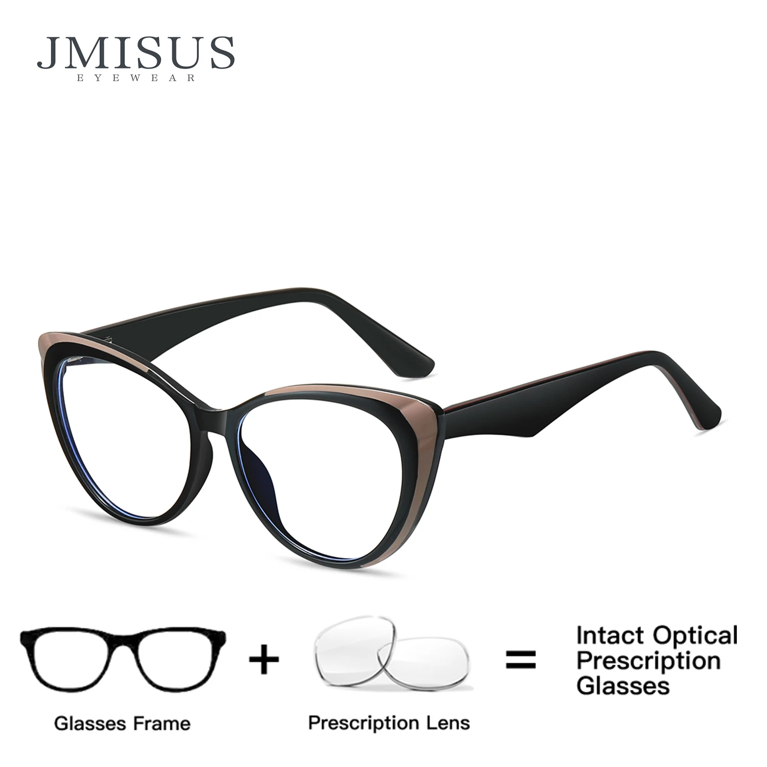 

JMISUS Handmade Acetate Cateye Prescription Glasses Lady Butterfly Progressive Optical Glasses Women Anti Blue Light