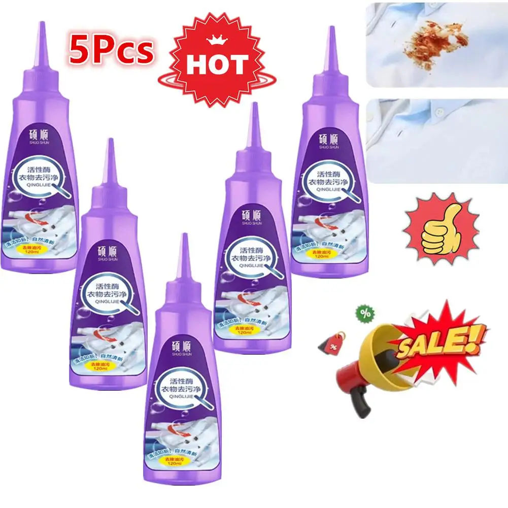 

5pcs 120ml Laundry Stain Remover Odour Remover Active Enzyme Cleaning Agent For Underwear Bra Pants T-shirt Cleaning Supplies