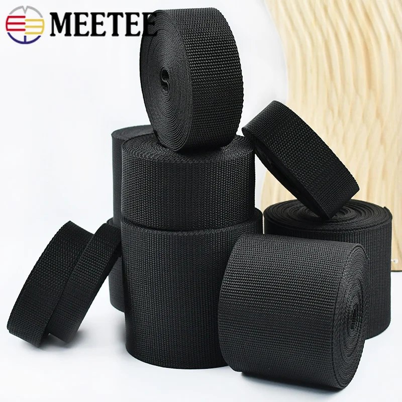 

10Meters 20-100mm Black Webbing Strap To The Meter Shoulder Bag Straps Decorative Braid Belt Sling Ribbon DIY Sewing Accessories