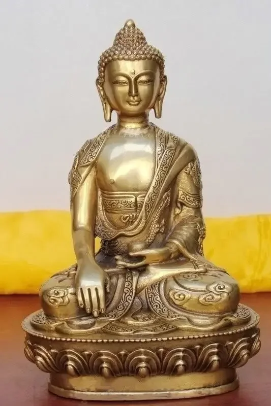 Chinese Tibet Tibetan Buddhis shakyamuni bronze buddha statue 15cm Bronze wedding copper Decoration real Brassroom Art Statue