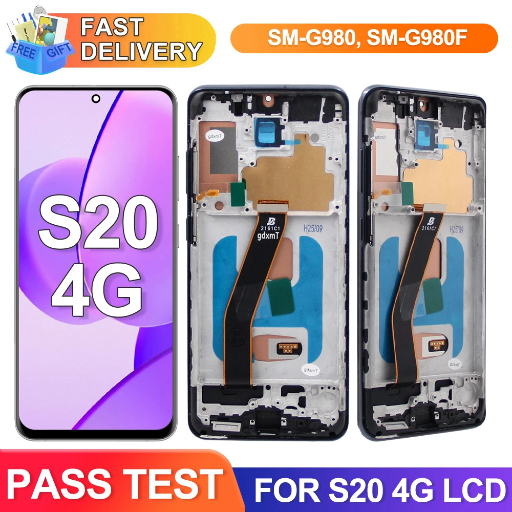 サムスン-s20-4g-タッチスクリーン-g980-g980f-g980f-ds-lcd-ディスプレイタッチスクリーンデジタイザーとフレーム交換部品