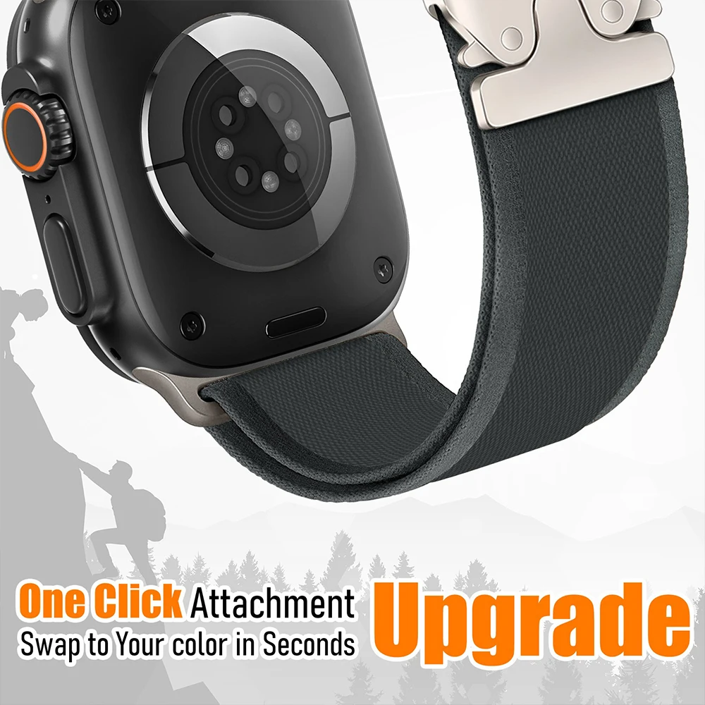 Cinturino in nylon da uomo per Apple Watch Ultra 49mm 10 42mm 46mm Cinturino magnetico ad anello semplice per iWatch Series9 8 7 6 5 45mm 41mm 40mm 38mm