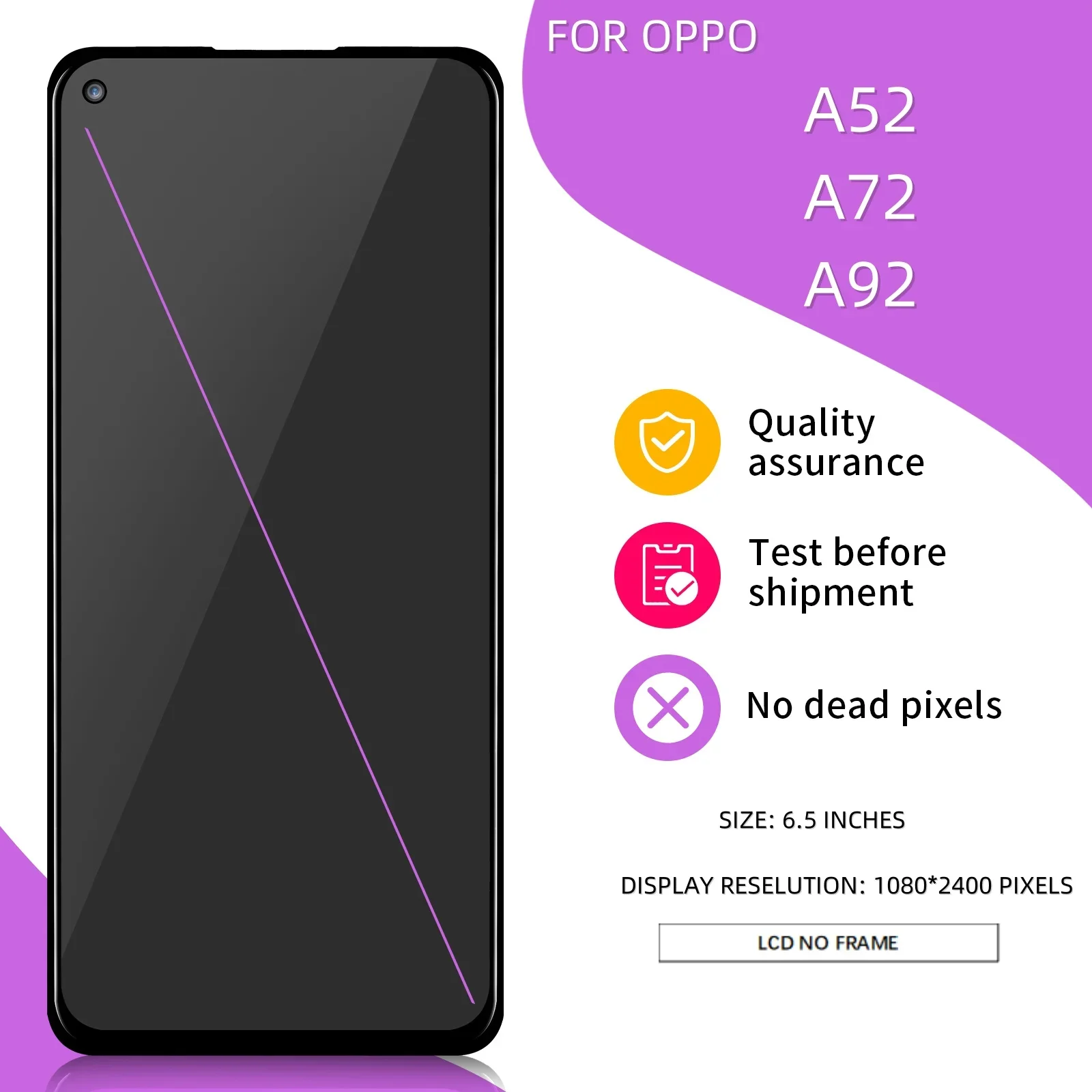 Oppo a72,a92,a52,4g,cph2069,cph2067用の交換用タッチパネル付きLCDタッチスクリーンディスプレイ