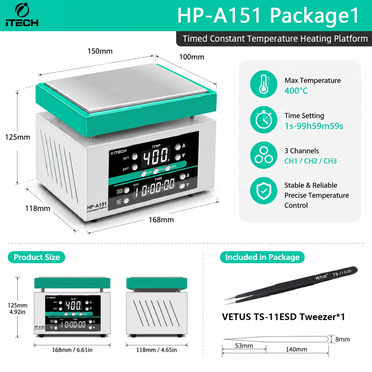 ITECH HP-A SERIES Electric PCB Hot Plate Preheater for Electronics Repair SMT SMD Soldering and BGA Rework Applications