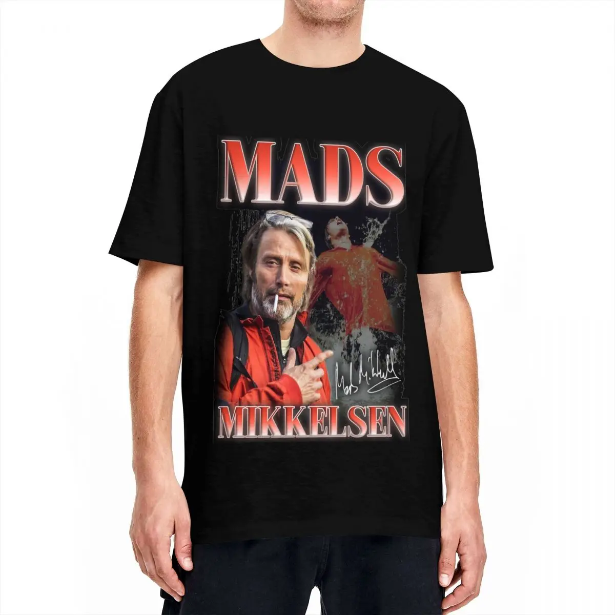 Mads Mikkelsen 90s Style T Shirts Men Women Cotton T-Shirts Round Collar Hannibal Lecter Tee Shirt Short Sleeve Clothes Summer