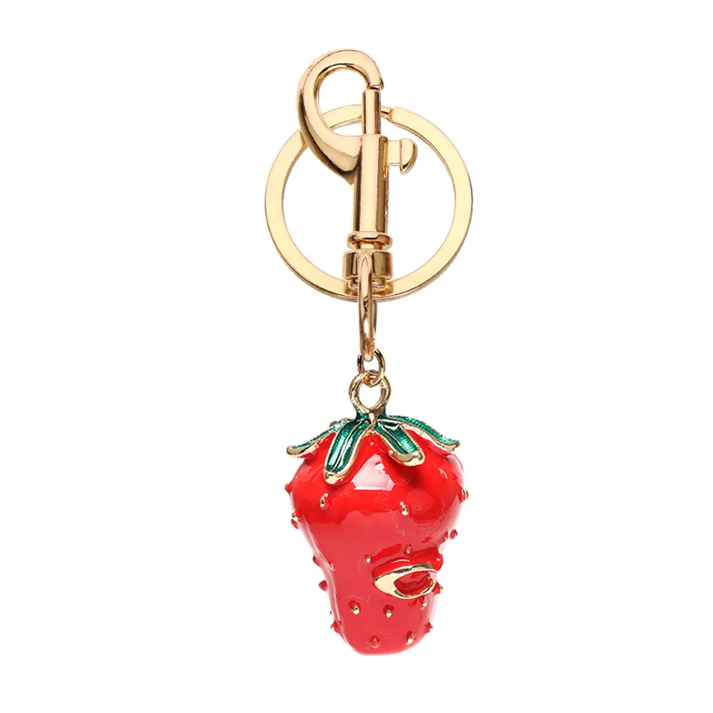 Cute Fruit Red Strawberry Pendant Keychain Suitable For Keyring Backpack Car Pendant Decoration Jewelry Accessories Holiday Gift