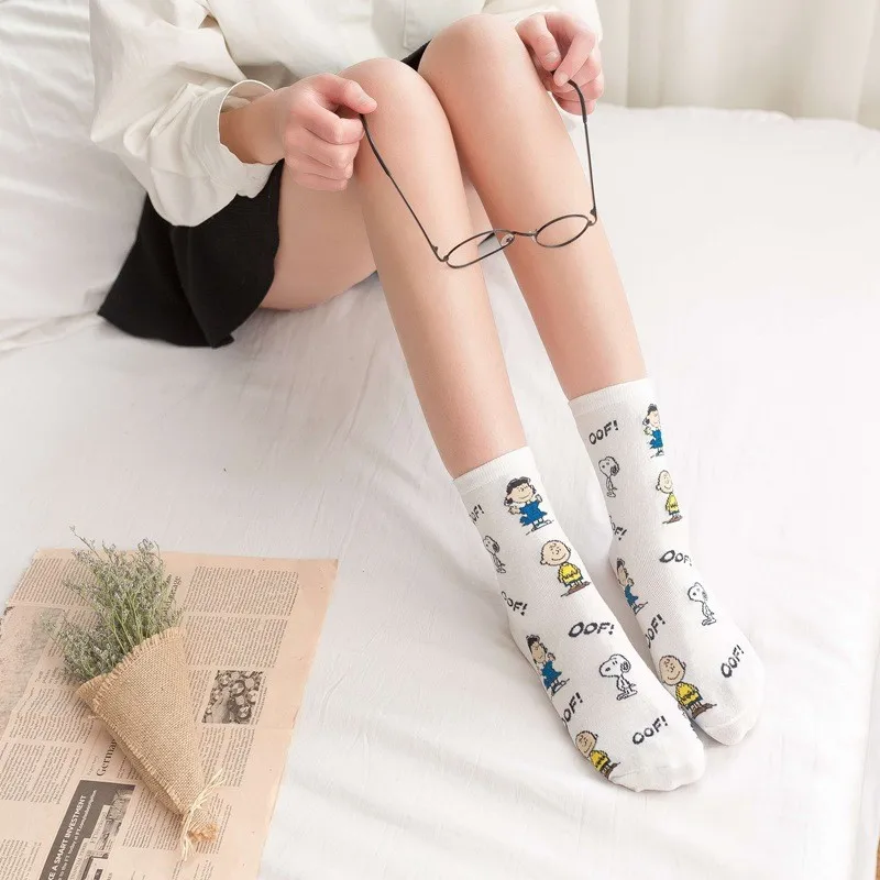 New Anime Kawaii Snoopy Charlie Brown Cotton Socks Cute Stockings Cartoon Comfortable Fashion Practical Christmas Gift for Girls